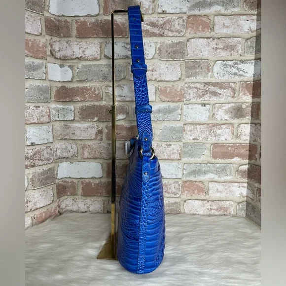 Brahmin Blue Croc-Embossed Shoulder Bag - Picture 9 of 14